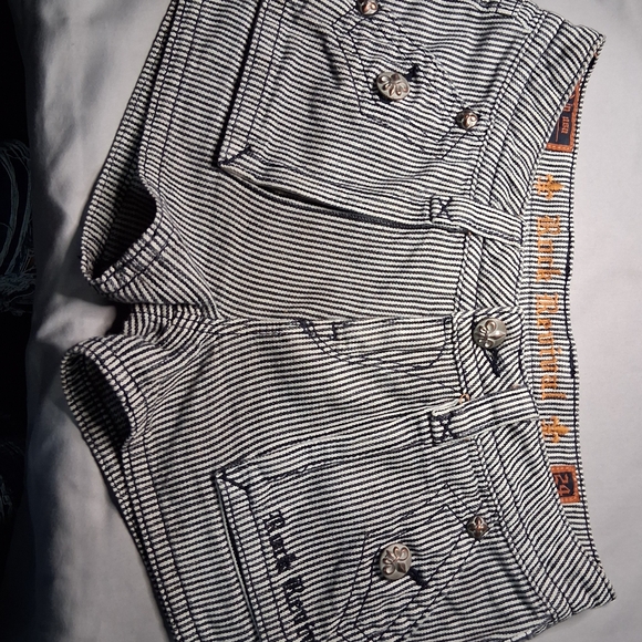 Rock Revival Black and White Striped Jean Shorts - Picture 2 of 4